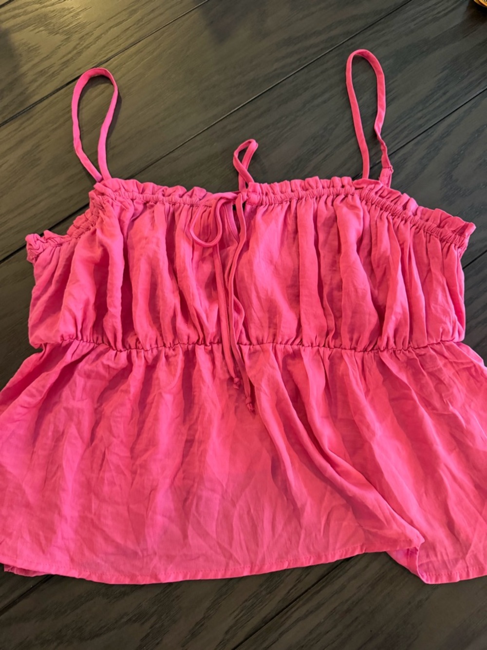 American Eagle Outfitters Hot Pink Smocked Cami Tank